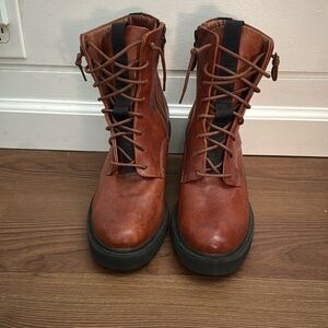 Frye Rust Zip up Laced Boots